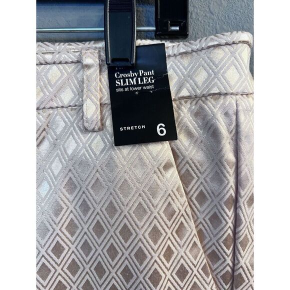 New York‎ And Company Crosby Pant Slim Leg Stretch Size 6 Shiny Gold NWT - Picture 3 of 10